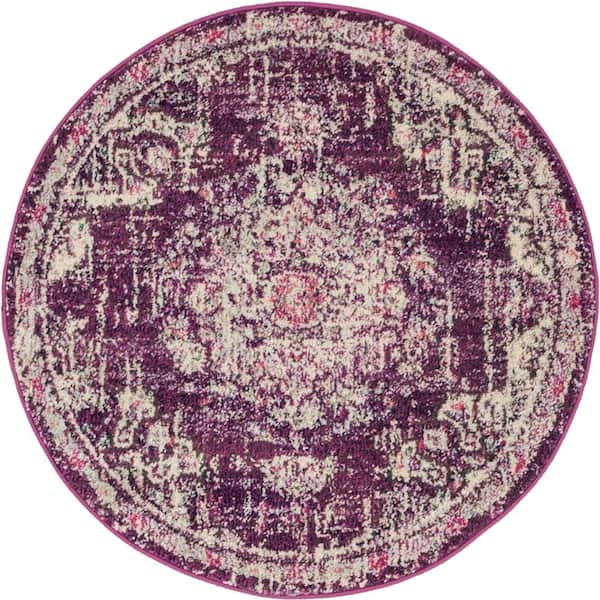Unique Loom Penrose Alexis Purple 3 ft. 3 in. x 3 ft. 3 in. Round Rug