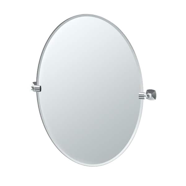 Gatco Jewel 32 in. x 29 in. Frameless Oval Mirror in Chrome