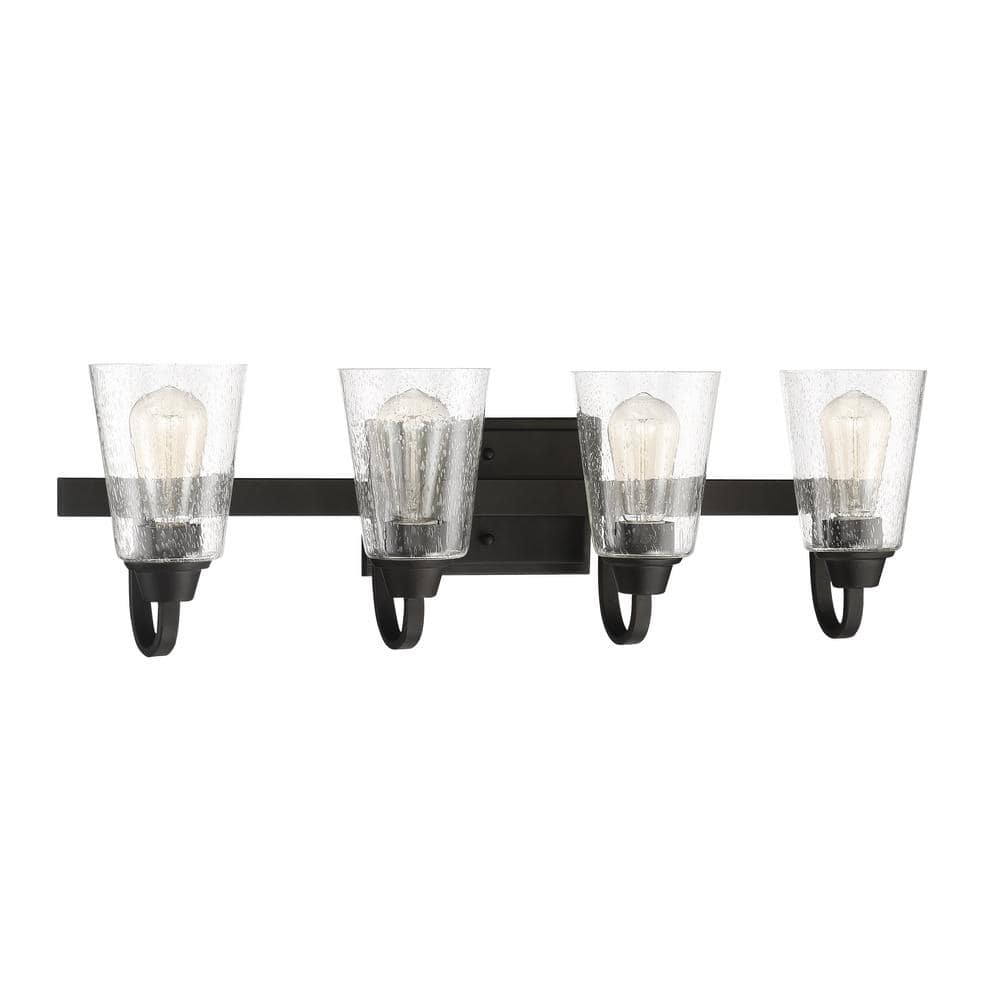 Grace 27.5 in. 4-Light Espresso Finish Vanity Light with Seeded Glass price history on PriceWatchPro