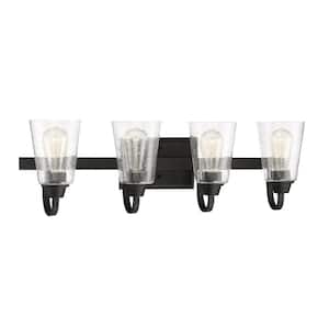Grace 27.5 in. 4-Light Espresso Finish Vanity Light with Seeded Glass