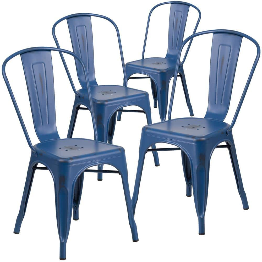 blue metal dining chairs