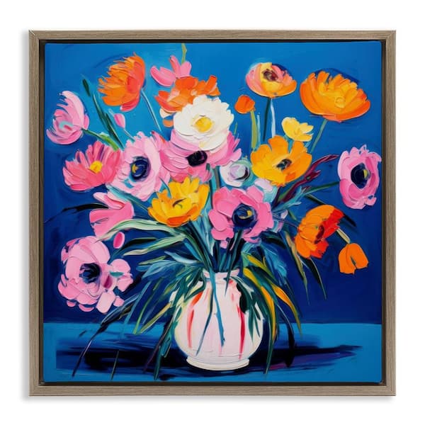 Stupell Industries Bright Poppies Bouquet by LSR Design Studio Brown Floater Frame Nature Graphic Art Print 18 in. x 18 in.