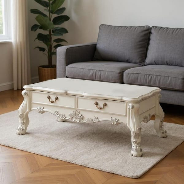 57.00 in. Bone Rectangle MDF Coffee Table