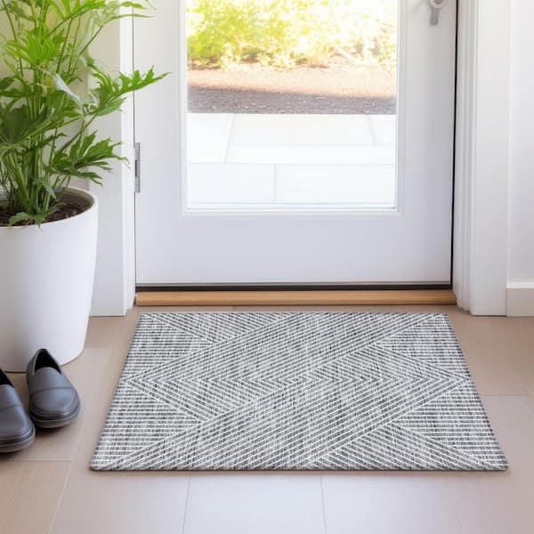 Chantille Machine Washable Indoor/Outdoor Abstract ACN937 Gray 1 ft. 8 in. x 2 ft. 6 in. Area Rug