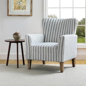 Rupert Transitional Navy Polyester Armchair with Flared Arms and Wingback