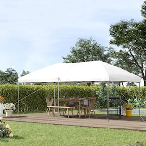 10 ft. x 19 ft. Off-White Pop Up Canopy, Event Party Tent with Steel Frame, 3-Level Adjustable Height and Carrying Bag