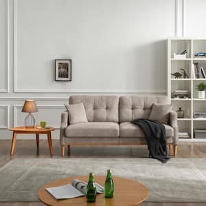 Crassa 70.1 in. Straight Arm, Spillproof Fabric, Rectangle USB Charger 3-seater Sofa, in. Light Gray