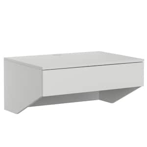 28.5 in. White Wall Mounted Office Computer Desk with Drawer