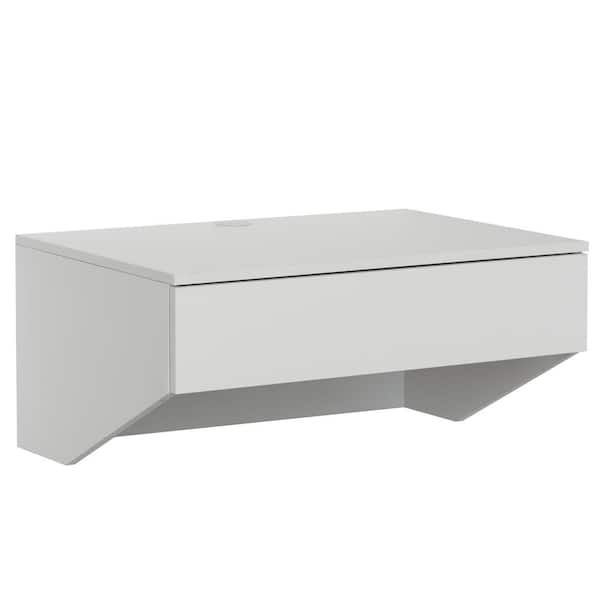 Basicwise 28.5 in. White Wall Mounted Office Computer Desk with Drawer