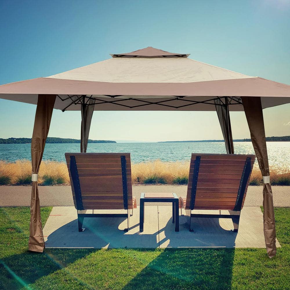 13 ft. x 13 ft. Outdoor Pop-up Gazebo Canopy Tent with Corner Curtain