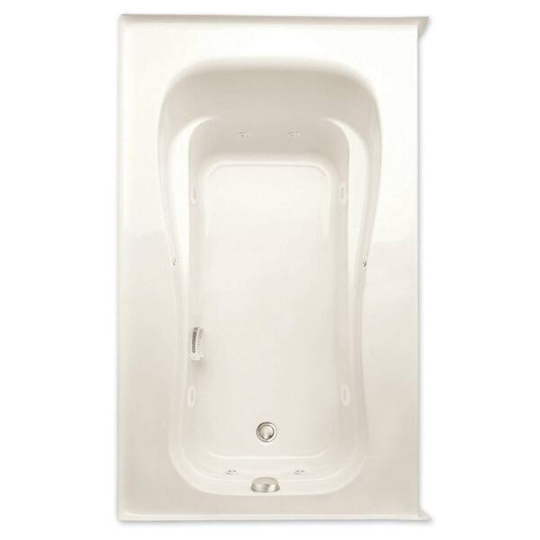 Aquatic Novelli 60 in. Acrylic Whirlpool Bathtub Left Drain Rectangular Alcove with Heater in Biscuit