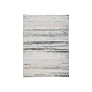 Modern Gray and Gold 5 ft. x 7 ft. Polypropylene Area Rug
