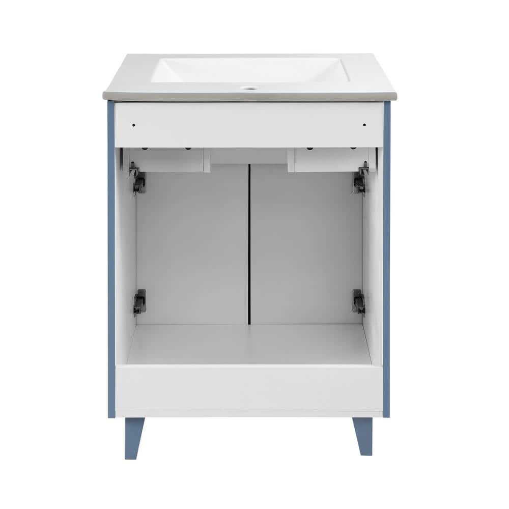Bernay 24" Blue Freestanding Bathroom Vanity with Ceramic Top