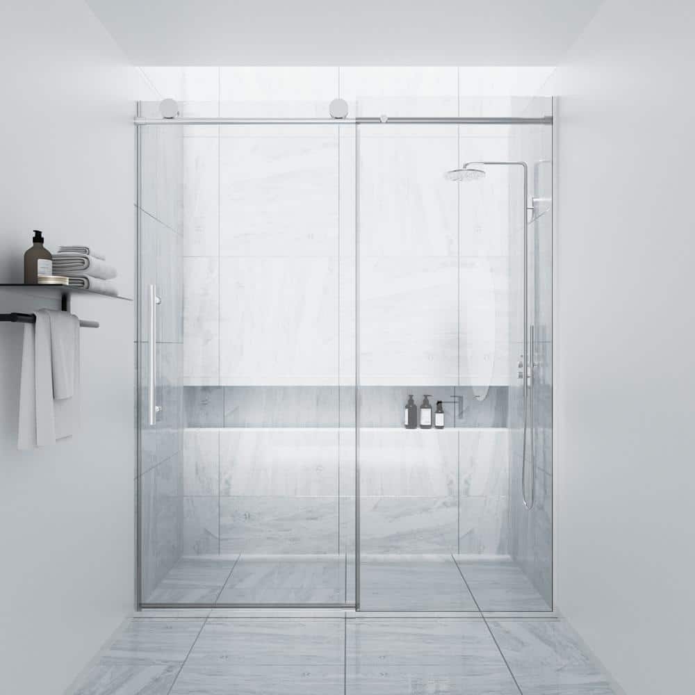 NANAWO HAIMA 60 in. W x 74 in. H Single Sliding Frameless Shower