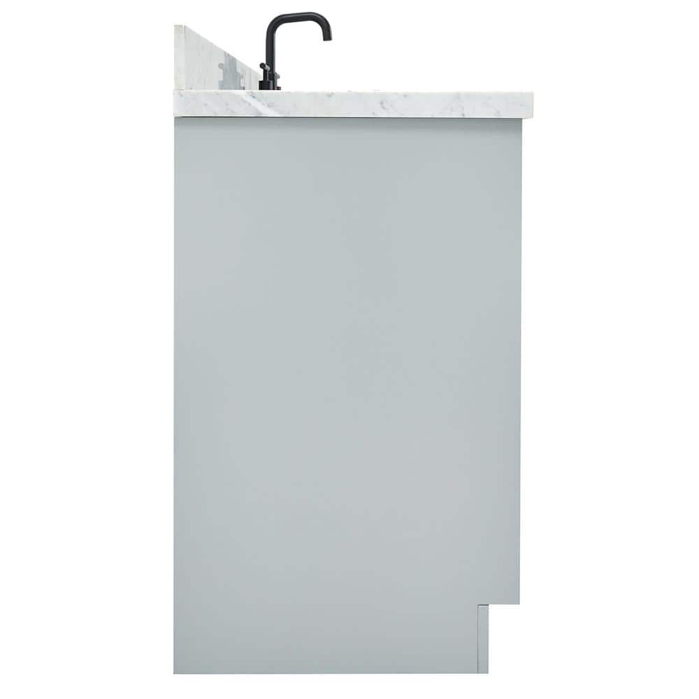 Gray Single Sink Bathroom Vanity with Italian Carrara Marble Top