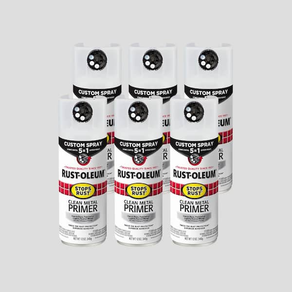 12 oz. Custom Spray 5-in-1 Flat Clean Metal Primer Aerosol Spray (Case of 6)