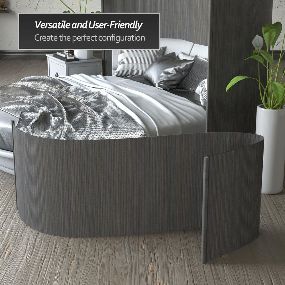 Gray Bamboo Wave Design Room Divider, 24" H x 98" W