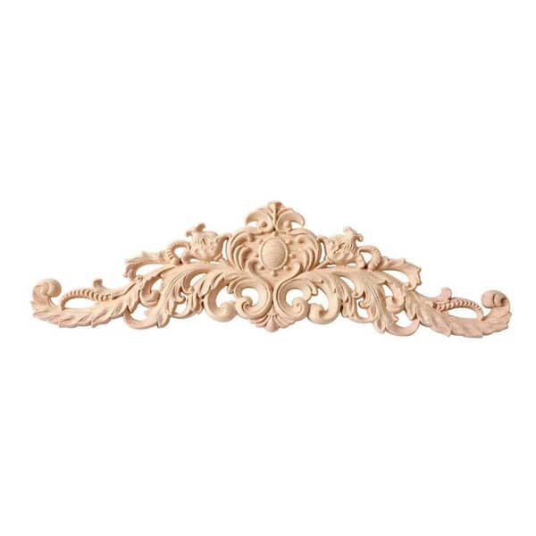 31 in. x 8 in. Beige Wood Flower Carved Wall Applique