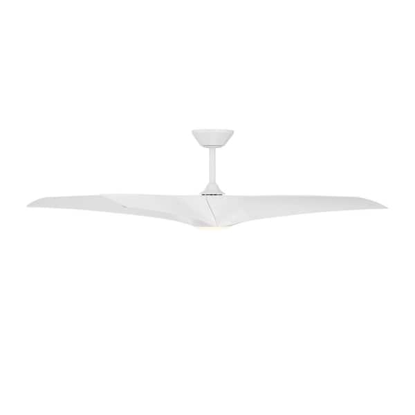 Zephyr 5 62 in. Smart Indoor/Outdoor Matte White Standard Ceiling Fan with Selectable CCT Integrated LED and Remote
