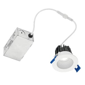 Direct-to-Ceiling 2 in. Round Mini Canless White 3000K Integrated LED Canless Recessed Light Kit