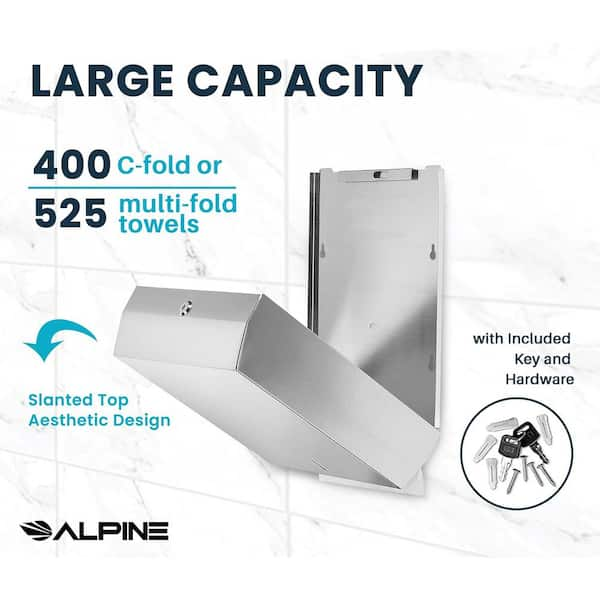 Stainless Steel Commercial Center-Pull C-Fold/Multi-Fold Wall-Mount Paper Towel Dispenser in. Brushed Stainless Steel