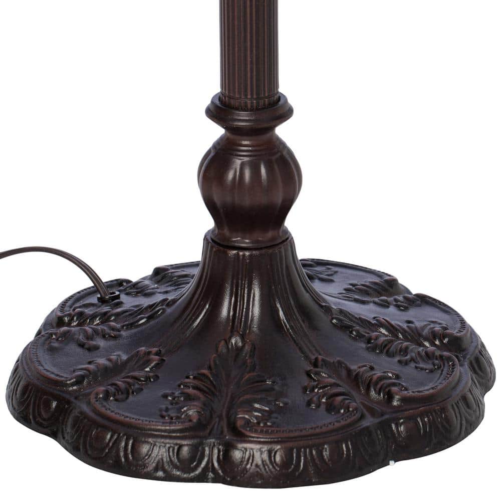 Antique Bronze Stained Glass Floor Lamp with Pull Chain Switch