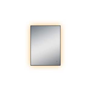Shadows 24 in. W x 32 in. H Lighted Impressions Framed Rectangular LED Light Bathroom Vanity Mirror in Black