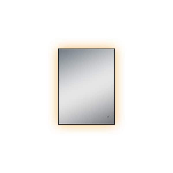 LTL Home Products Shadows 24 in. W x 32 in. H Lighted Impressions Framed Rectangular LED Light Bathroom Vanity Mirror in Black