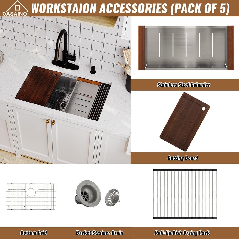 32'' Stainless Steel Single Bowl Farmhouse Kitchen Sink
