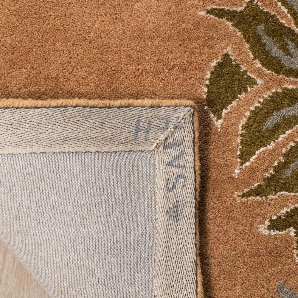 Elegant Blue Floral Hand-Tufted Wool Square Area Rug, 7' x 7'