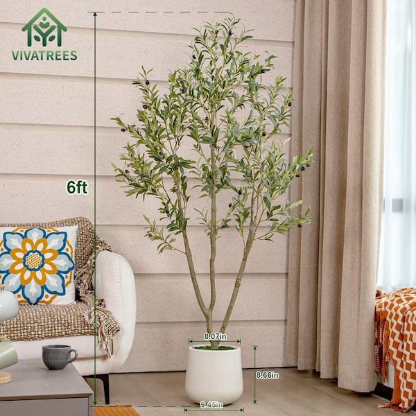 VIVATREES 6 ft. Artificial Olive Tree Faux Olive Plant