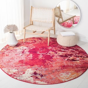 Madison Red/Ivory 7 ft. x 7 ft. Abstract Gradient Round Area Rug