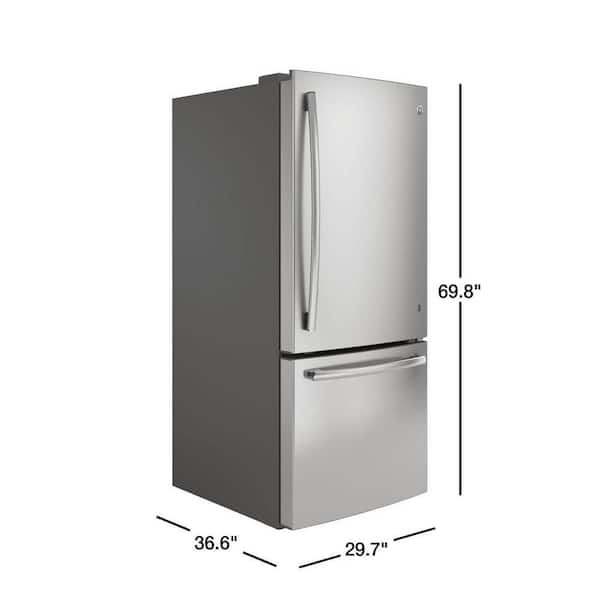 Ge 21 Cu Ft Bottom Freezer Refrigerator In Stainless Steel Energy Star Gbe21dskss The Home Depot