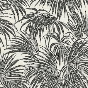 Black & White Cassava Palm Peel & Stick Wallpaper Sample