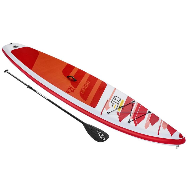 Hydro-Force 150 in. Red Fastblast Tech Inflatable Stand Up Paddle Board Water Set