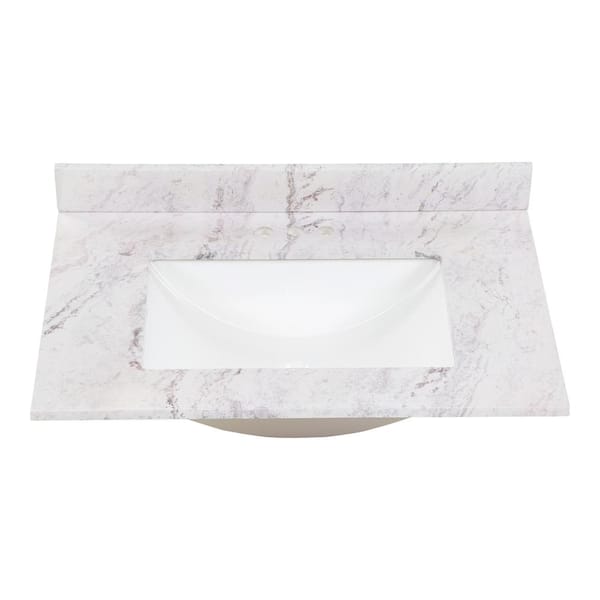 Home Decorators Collection 31 in. W x 22 in. D Engineered Stone Composite White Rectangular Single Sink Vanity Top in Lunar