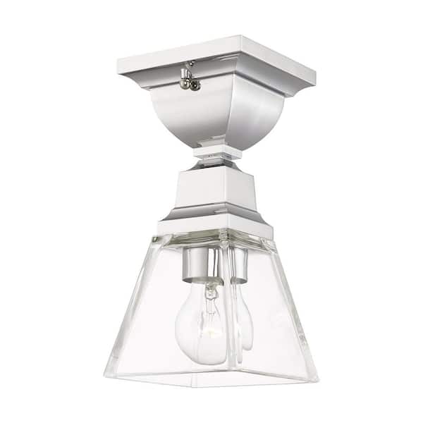 AVIANCE LIGHTING Chadadurne 4.875 in. 1-Light Polished Chrome Semi Flush Mount with Clear Glass