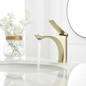 Single Hole Single-Handle Bathroom Faucet in Brushed Gold