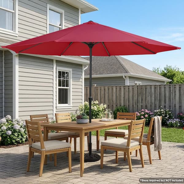 9 ft aluminum patio umbrella in quarry red Pure Garden 9' Patio Market Umbrella With Auto Crank In Red