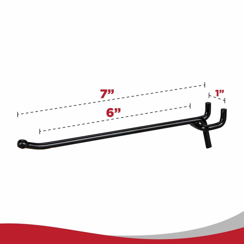 Presa Heavy Duty Black Steel Pegboard Hooks, 6-Inch, 50-Pack