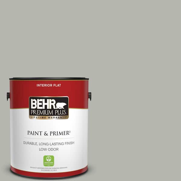 BEHR PREMIUM PLUS 1 gal. #PPU25-08 Heirloom Silver Flat Low Odor Interior Paint & Primer