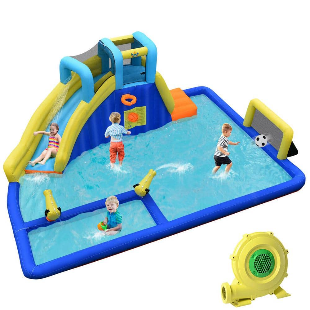 75 in. x 207 in. Blue Oxford Cloth Inflatable Water Slide Climbing Bounce House Splash Pool with 735-Watt Blower price history on PriceWatchPro