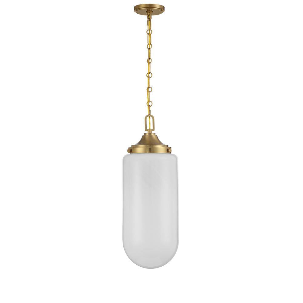 Warm Brass 3-Light Pendant with Strie Glass Shade