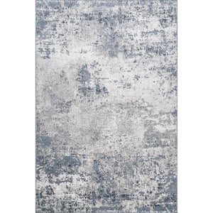 Zoe Faded Abstract Blue 4 ft. x 6 ft. Indoor Area Rug
