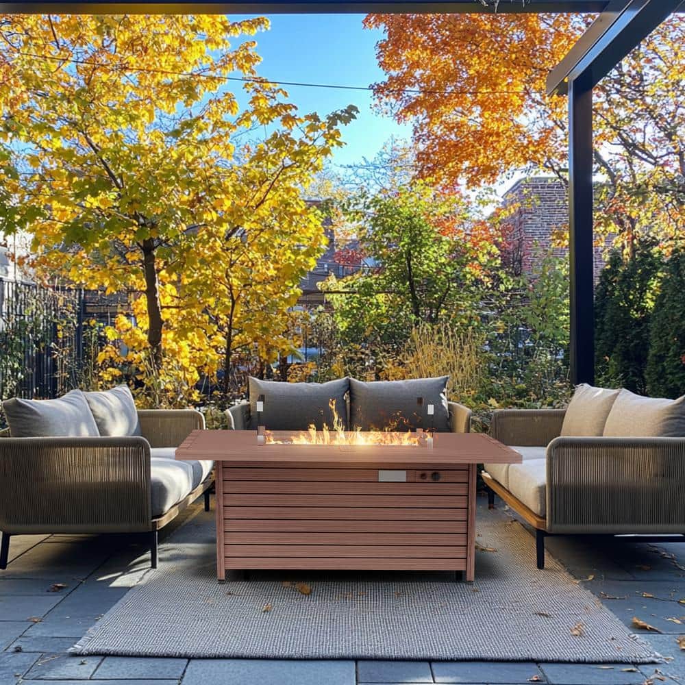 Dark Brown 57 in. Outdoor Retangular Propane Fire Pit Table 50000BTU with Lid and Wind Guard price history on PriceWatchPro