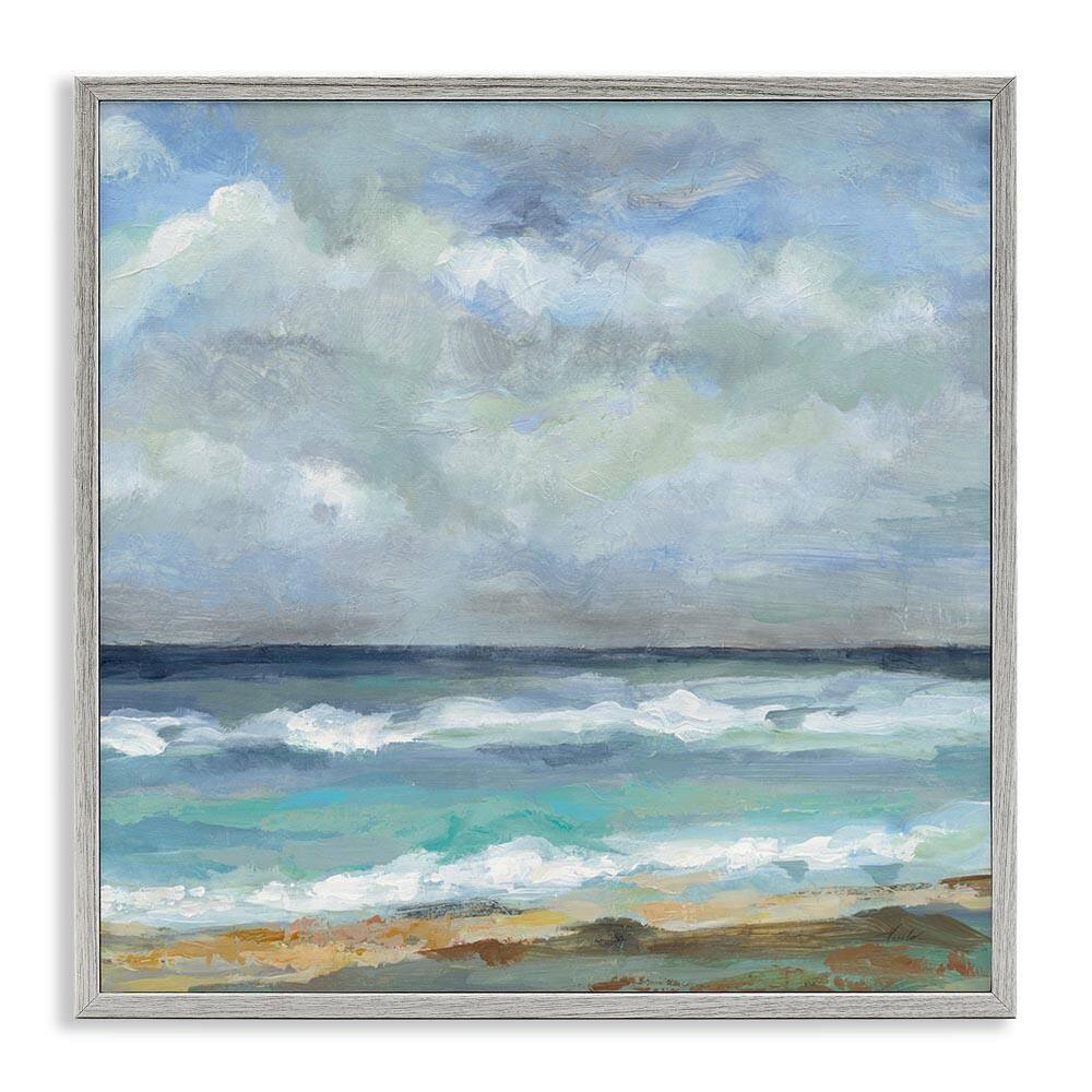 Summer Seashore Waves by Silvia Vassileva Gray Framed Coastal Giclee Art Print 12 in. x 12 in. price history on PriceWatchPro