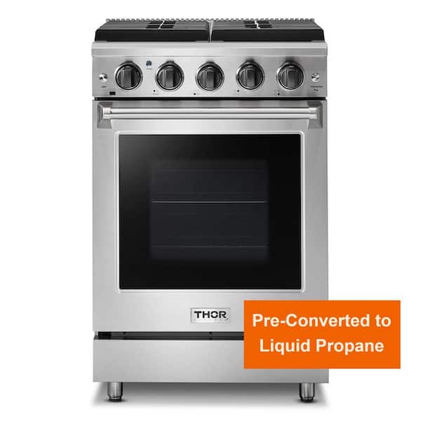 Thor Kitchen 24 in. 3.7 cu. ft. LP Gas Range with Convection in Stainless Steel