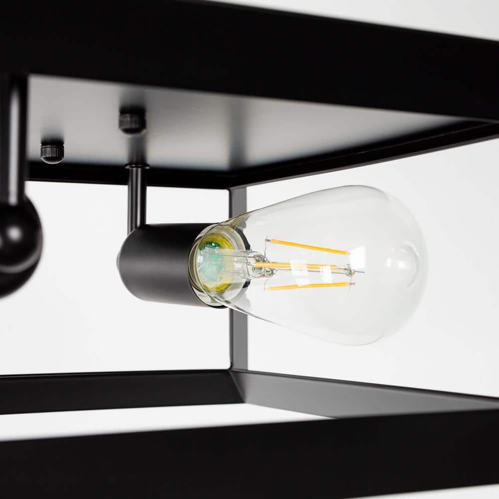 Matte Black 2-Light Modern Flush Mount Ceiling Fixture