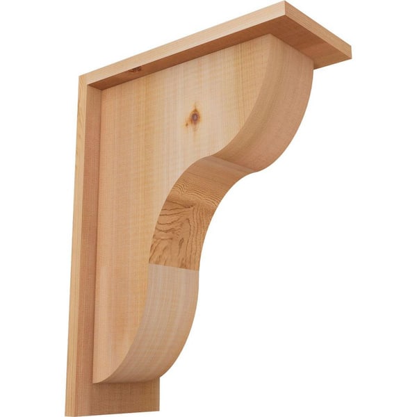 Ekena Millwork 5-1/2 in. x 12 in. x 16 in. Western Red Cedar Carmel Smooth Corbel with Backplate