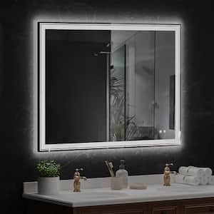 48 in. W x 36 in. H Rectangular Frameless Anti-Fog Memory Wall Front Back LED Bathroom Vanity Mirror Light, Dimmable